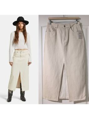 NWT Brixton | Ryder Denim Midi Skirt In Whitecap
